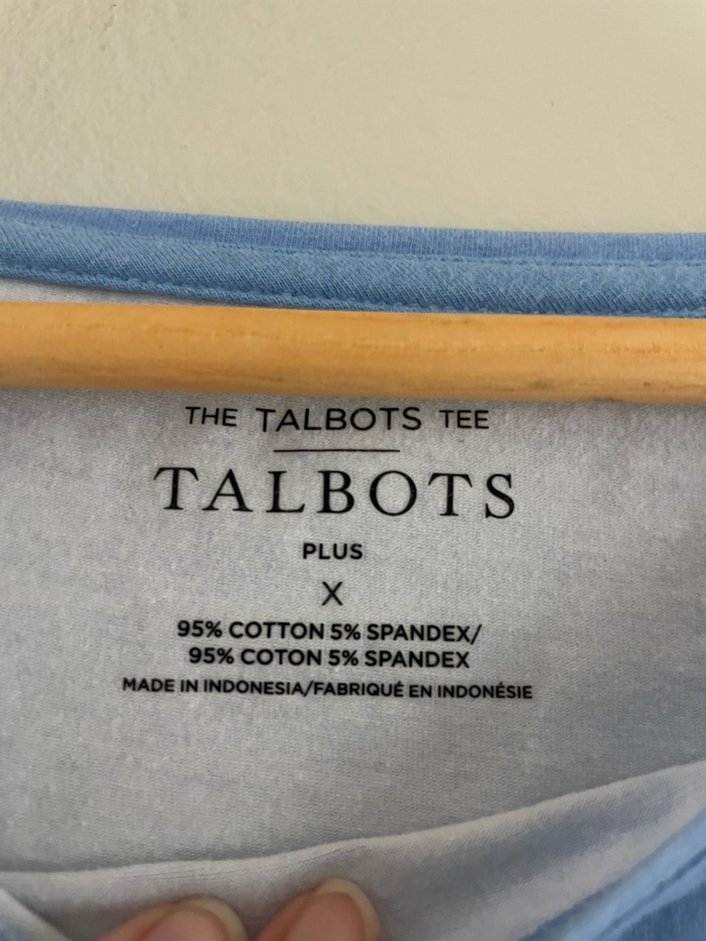 Talbots Light Blue Tropical-Print Boatneck 3/4 Sleeve Tee - Picture 3 of 4